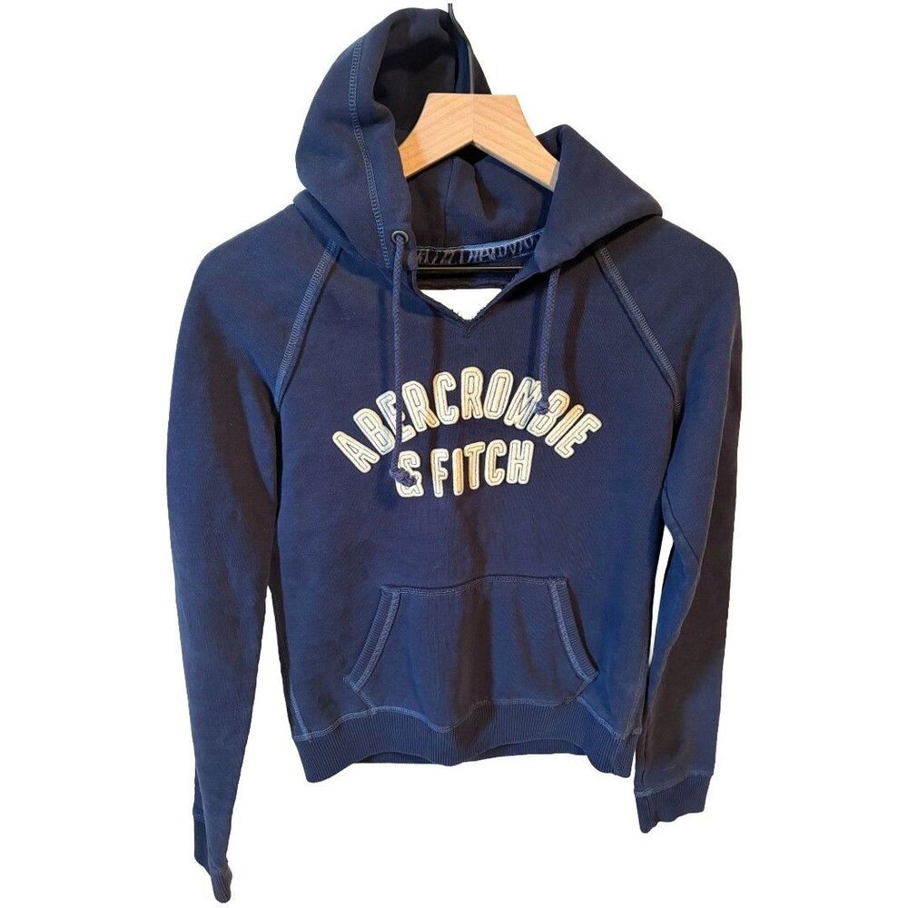 Abercrombie & Fitch Kids Girls Large Navy Y2K Hoodie Cotton Blend Logo